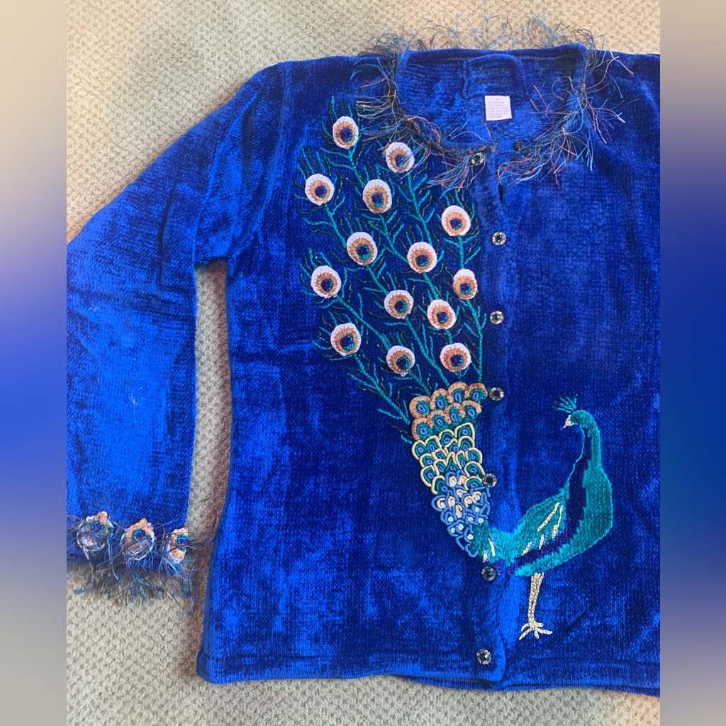 Chenille Sweater, Worn Once! Stunning, Loose Fit. Very Artistic!